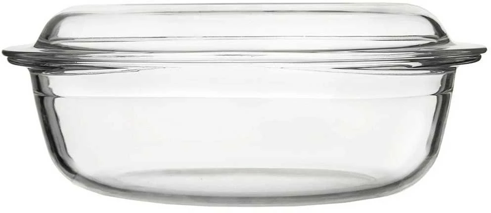 Karščiui atsparus stiklinis indas su dangteliu 33x20x13 cm, 3 l