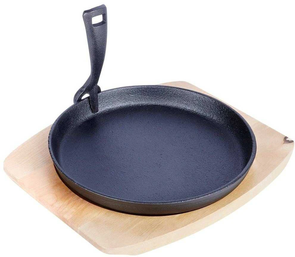 Ketaus keptuvė, ketaus lėkštė 22 cm su lenta