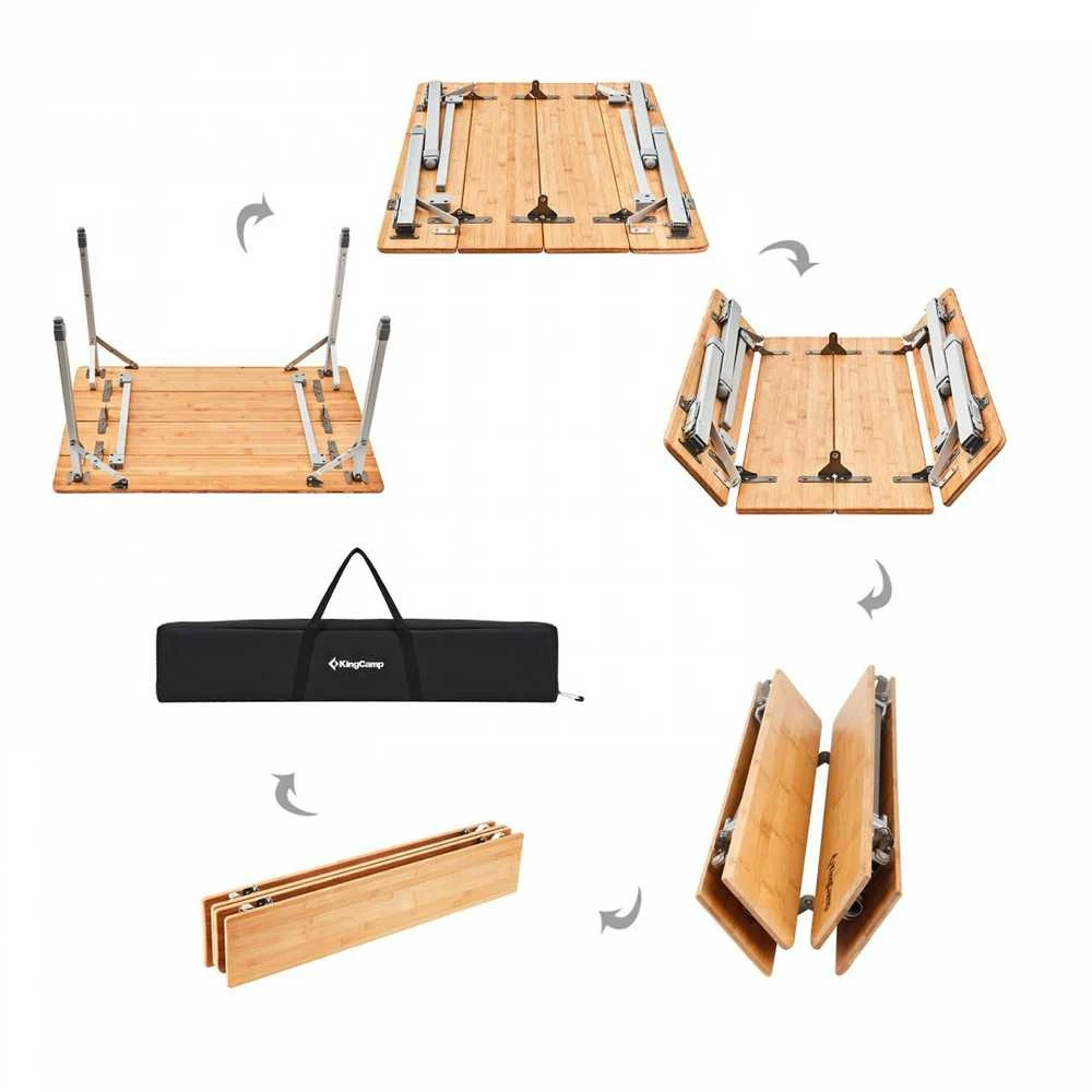 KINGCAMP Bamboo Camping Stalas 100 x 65 cm