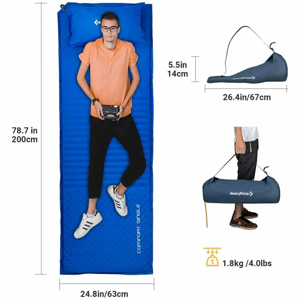 KINGCAMP Comfort vienvietis savaime išsipučiantis kilimėlis 198 cm