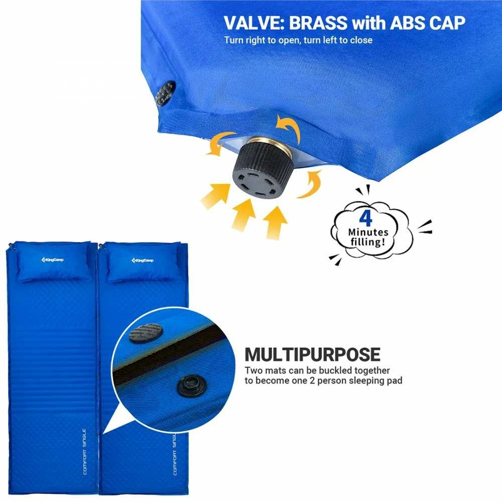 KINGCAMP Comfort vienvietis savaime išsipučiantis kilimėlis 198 cm