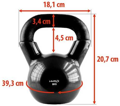 KNV08 Juodas KETUS KETTLEBELL VINILU DEngtas HMS