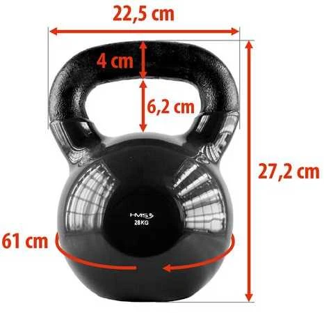 KNV28 Juodas KETUS KETTLEBELL VINILU DEngtas HMS