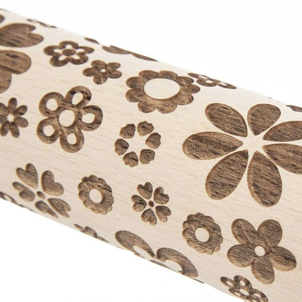 Kočėlas, dekoratyvinis, medinės gėlės, 39 cm