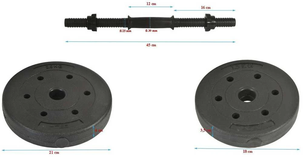 KOMPOZICINIS Hantelis 16 KG (2X8 KG) EB FIT