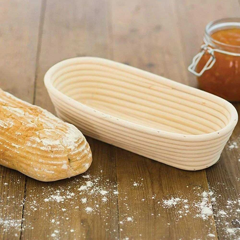 Krepšelis iš rotango duonai kildinanti duonos tešlai 1,5kg 32x15x9 cm