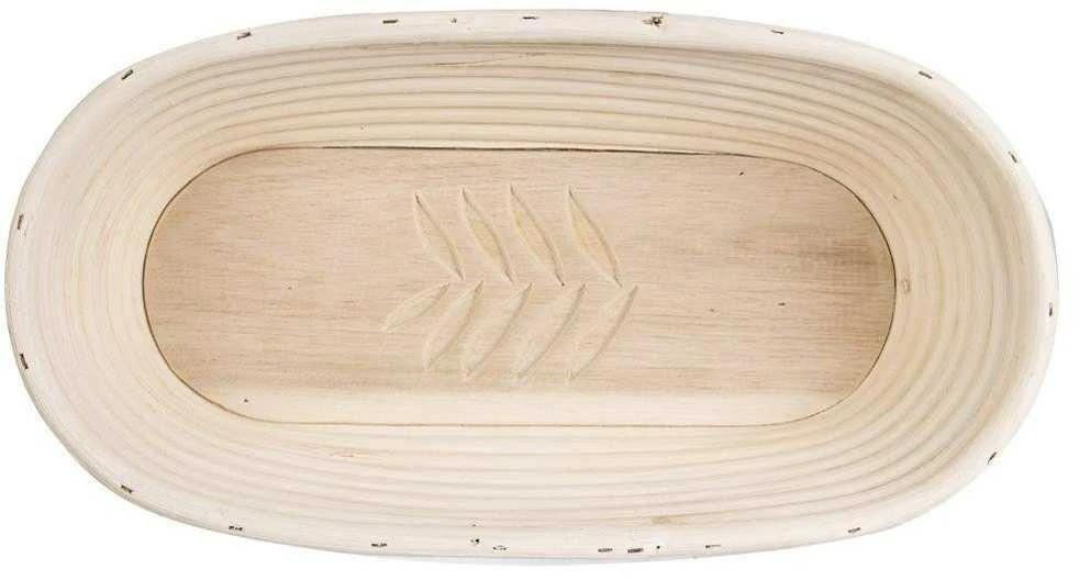 Krepšelis iš rotango duonai kildinti duonos tešlai 1,5kg 32x15x9 cm lapelis
