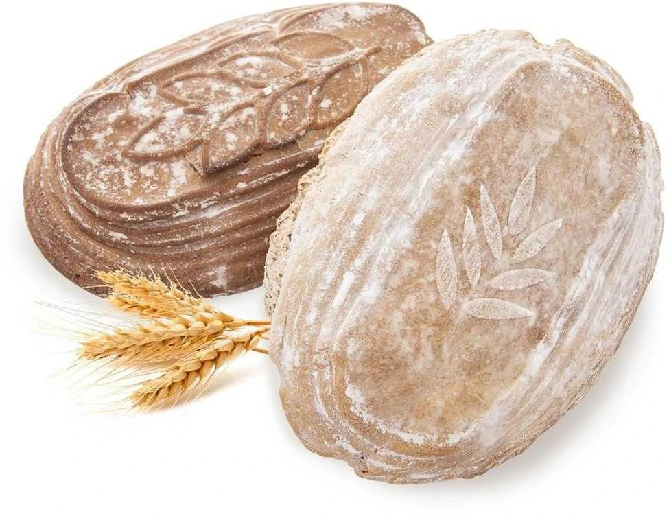 Krepšelis iš rotango duonai kildinti duonos tešlai 1,5kg 32x15x9 cm lapelis
