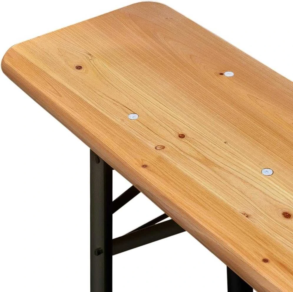 Lauko baldų komplektas LAGER plieno ir medinis komplektas: stalas + 2 suolai 220 cm