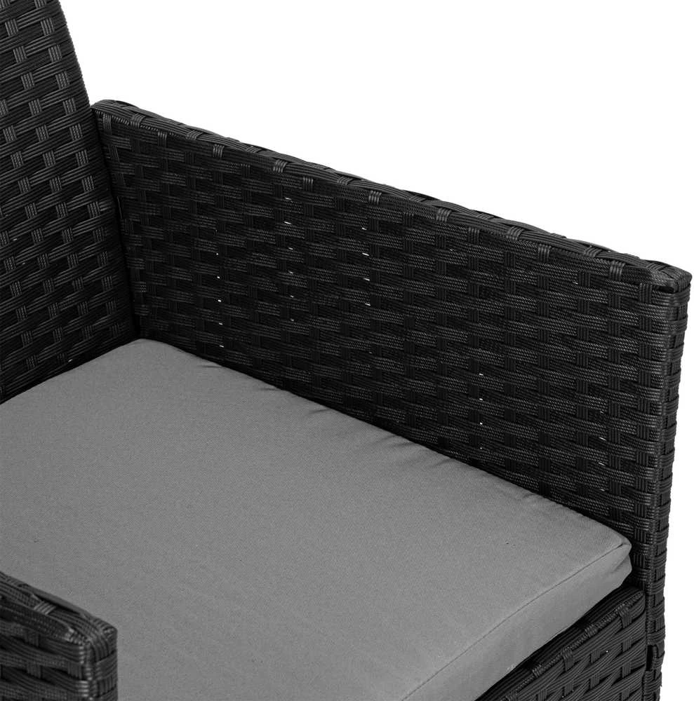 Lauko baldų komplektas MAGNOLIA juodo technorotango sodo baldų komplektas su pilkomis pagalvėlėmis