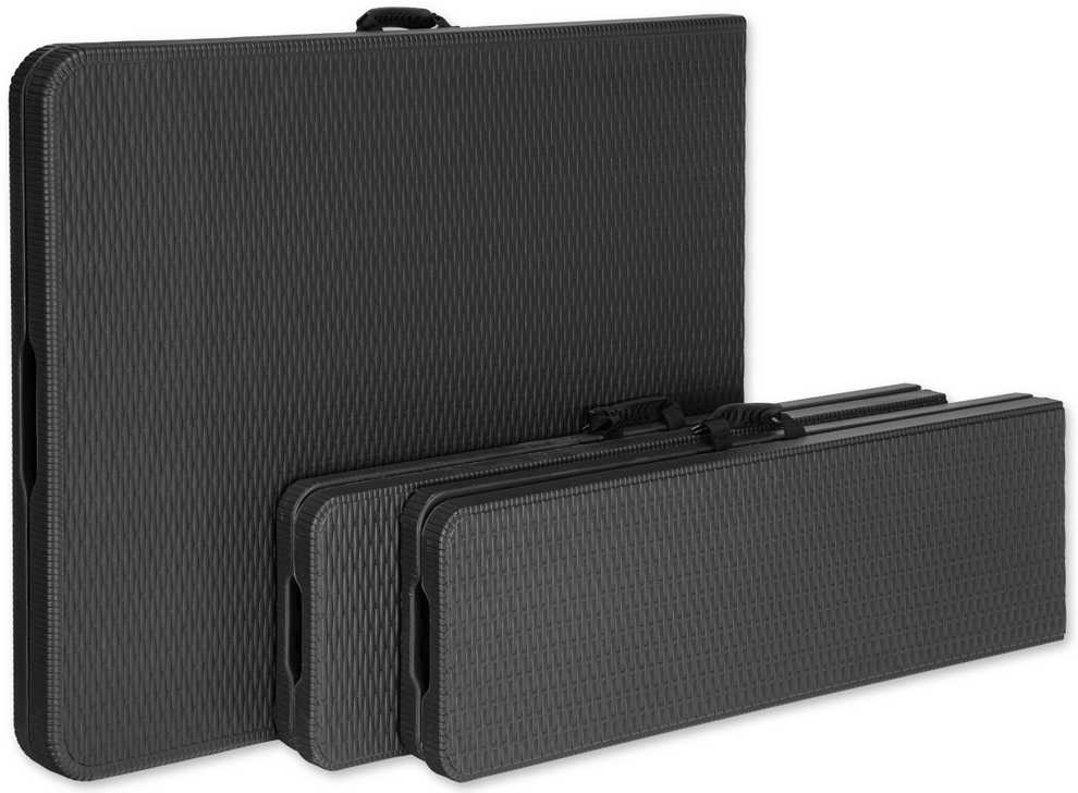 Lauko baldų komplektas Maitinimo komplektas Rotango juodas stalas 180 cm + 2 suolai