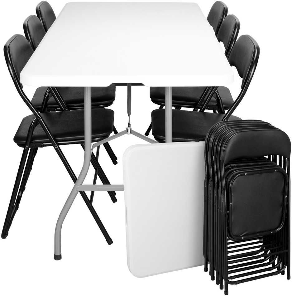 Lauko baldų komplektas Maitinimo komplektas FETA Baltas 180 cm + 6 BASICO kėdės