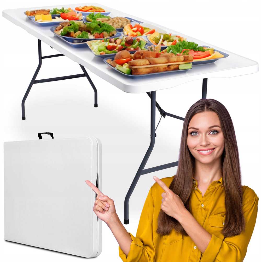 Lauko baldų komplektas Maitinimo komplektas FETA Baltas 180 cm + 6 BASICO kėdės