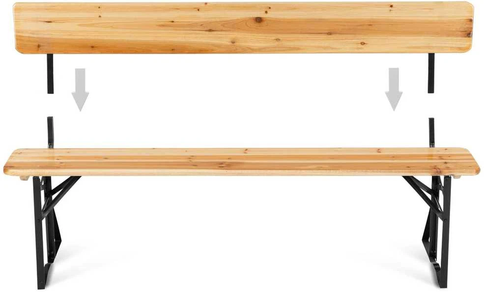 Lauko baldų komplektas PORTER plieno ir medinis sodo komplektas 175 cm stalas + 2 suolai