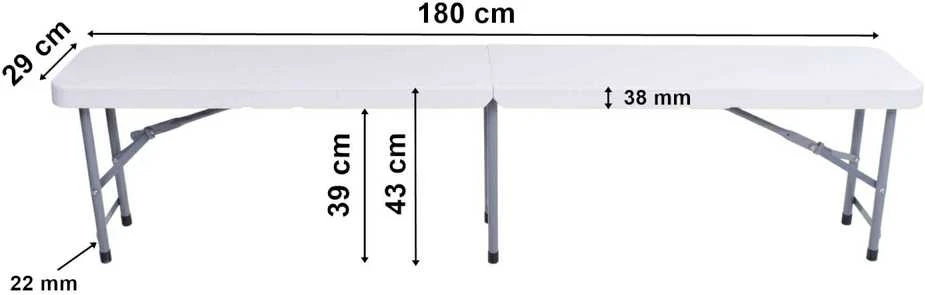 Sulankstomas maitinimo suoliukas 180 cm baltas