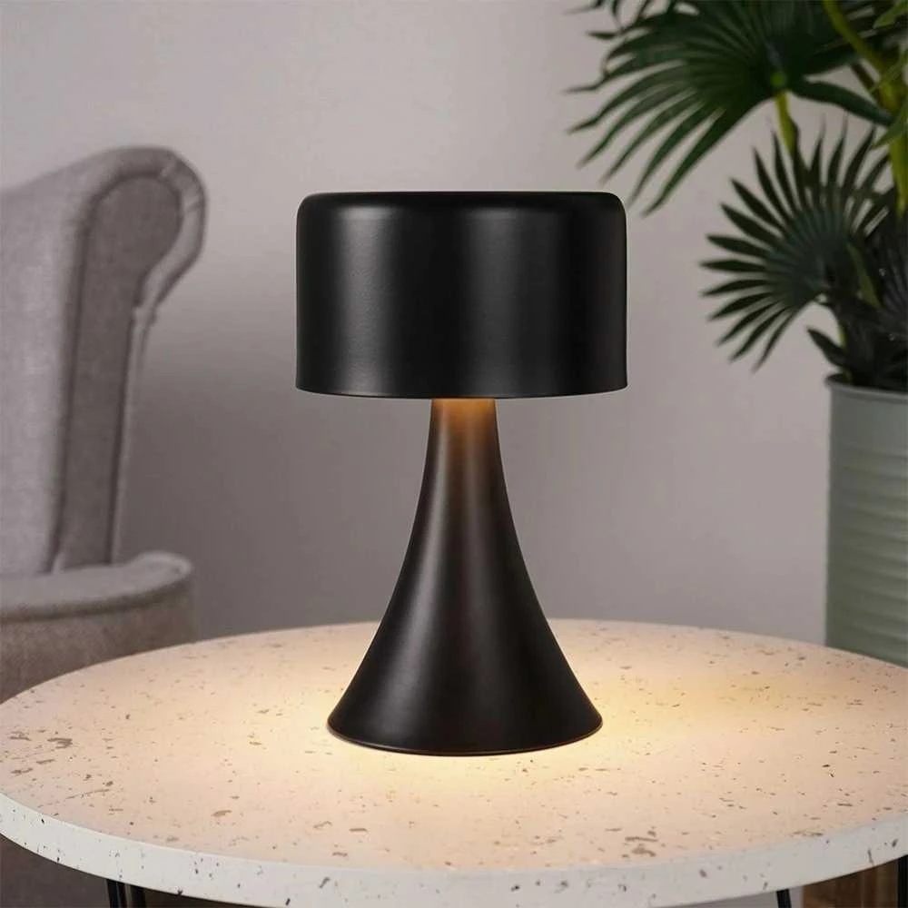 LED metalinė naktinė lempa, juoda, bevielė, 20,5 cm