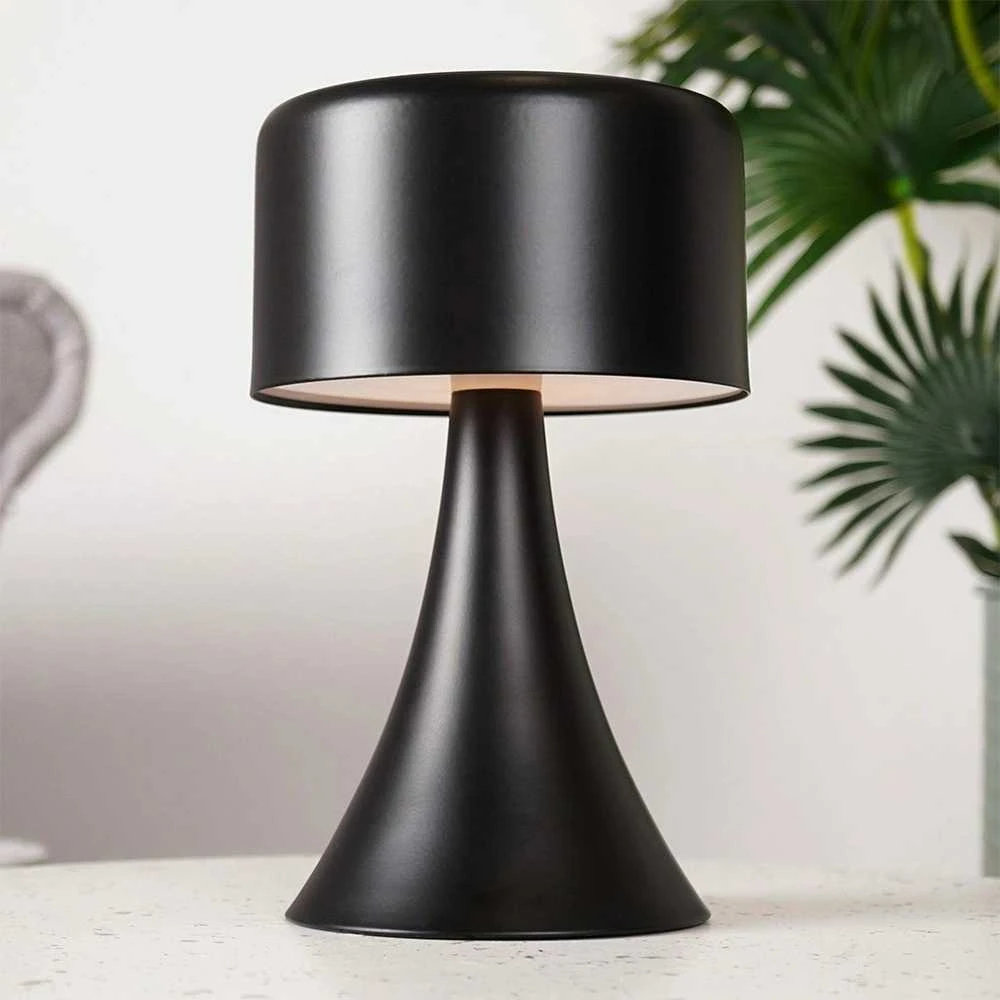 LED metalinė naktinė lempa, juoda, bevielė, 20,5 cm