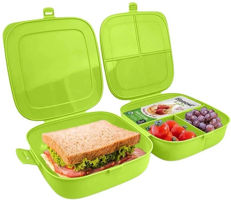 Lunchbox pusryčių konteineris padalintas žalias 2x700 ml