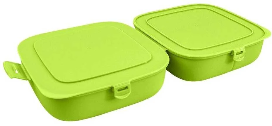 Lunchbox pusryčių konteineris padalintas žalias 2x700 ml