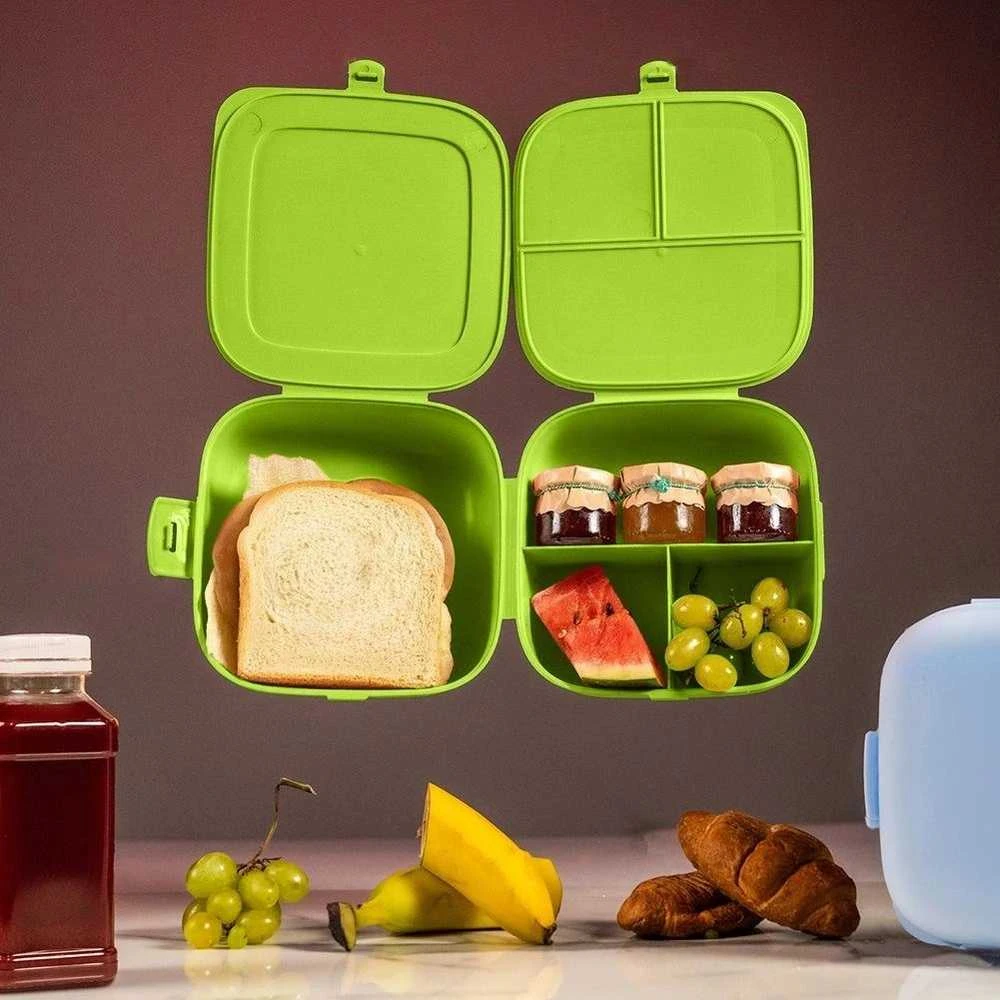 Lunchbox pusryčių konteineris padalintas žalias 2x700 ml