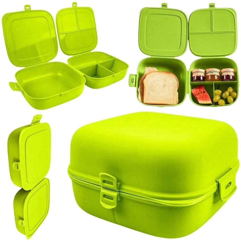 Lunchbox pusryčių konteineris padalintas žalias 2x700 ml