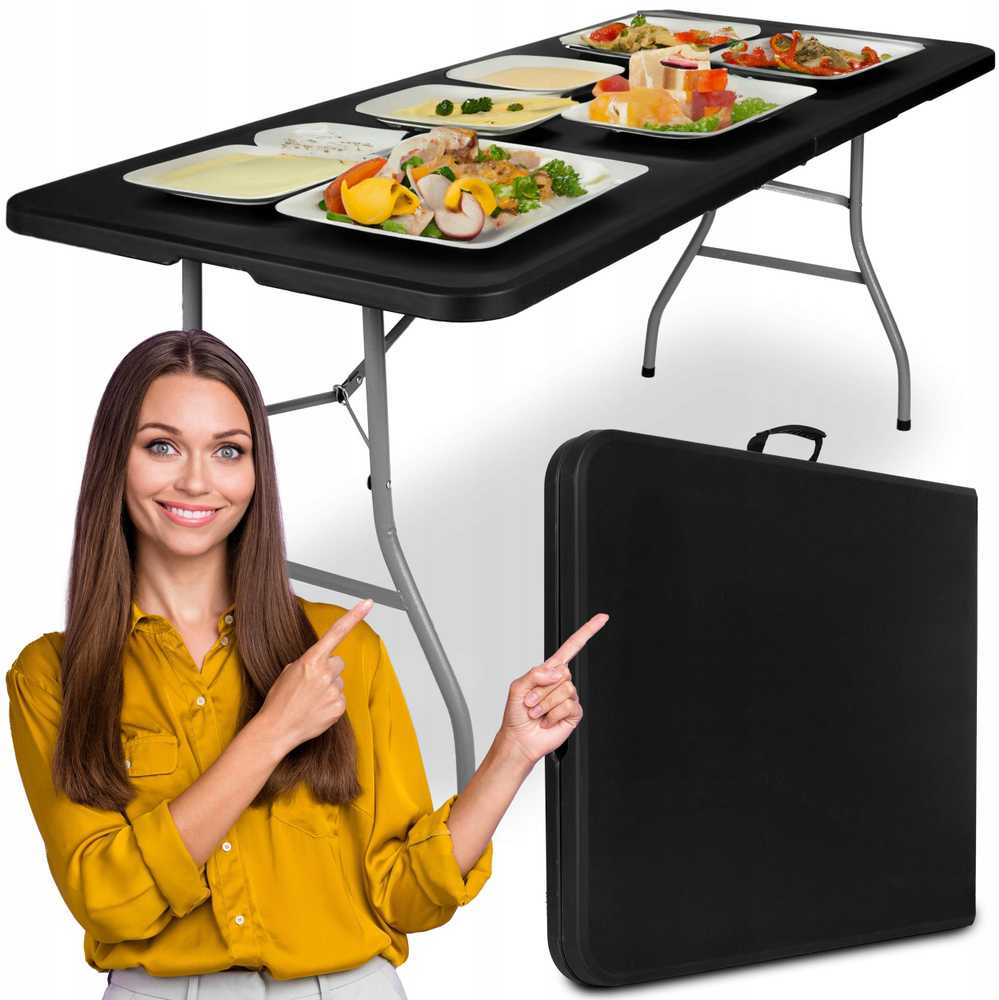 Lauko baldų komplektas Maitinimo komplektas FETA Juodas 180 cm + 6 BASICO kėdės