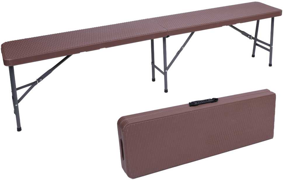 Lauko baldų komplektas Maitinimo komplektas Rotango rudas stalas 180 cm + 2 suolai