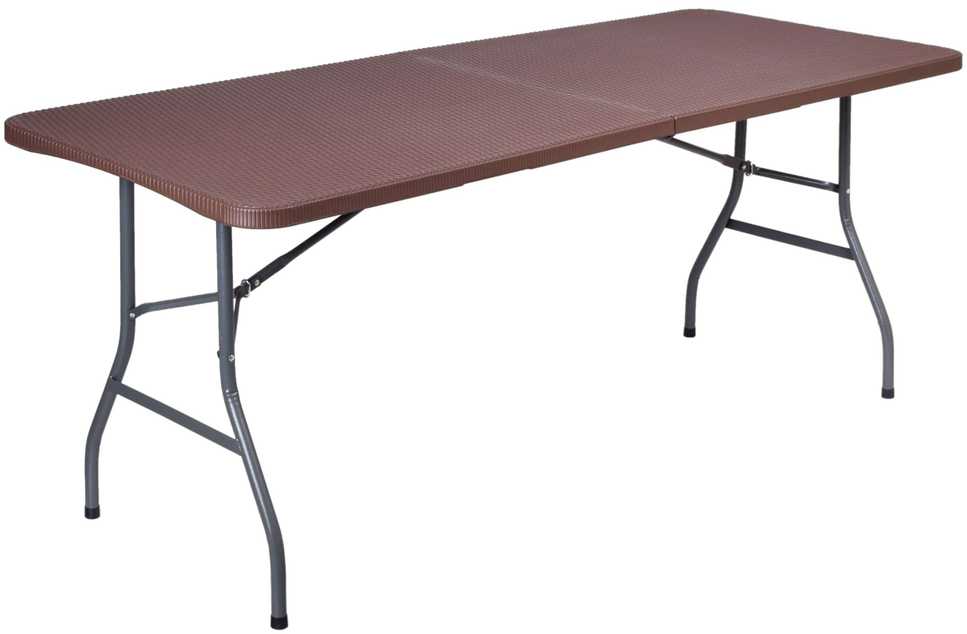 Lauko baldų komplektas Maitinimo komplektas Rotango rudas stalas 180 cm + 2 suolai