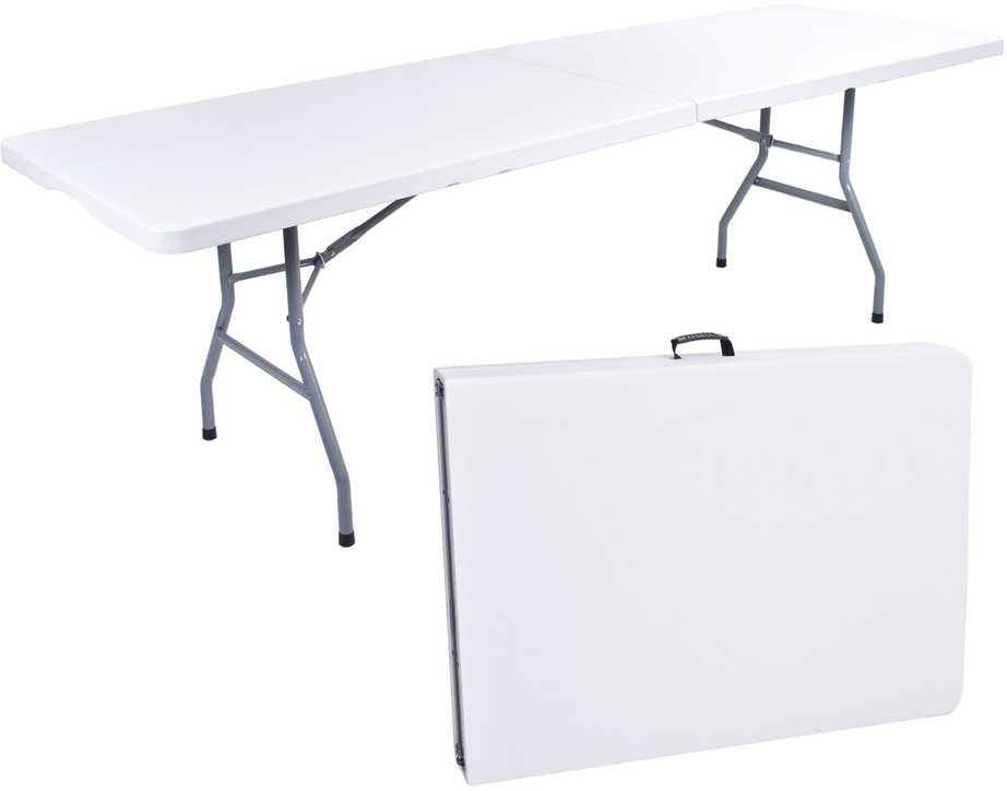 Maitinimo stalas IMPRO, sulankstomas į lagaminą, 240 cm, baltas