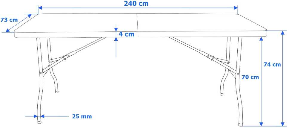 Maitinimo stalas IMPRO, sulankstomas į lagaminą, 240 cm, juodas