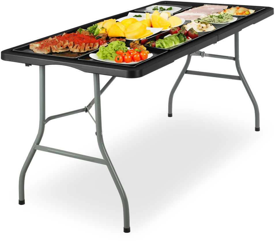 Maitinimo stalas RICO, sulankstomas į lagaminą, 152 cm, juodas