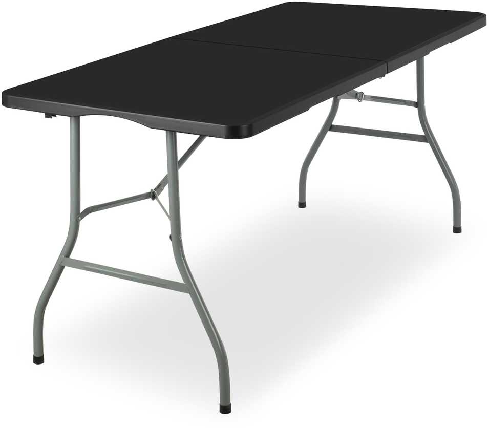 Maitinimo stalas RICO, sulankstomas į lagaminą, 152 cm, juodas