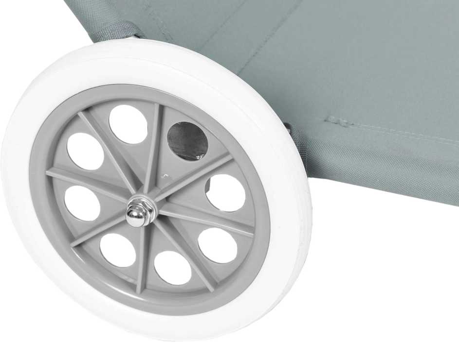 MARTIN turistinis šezlongas su ratukais ir baldakimu - pilkas