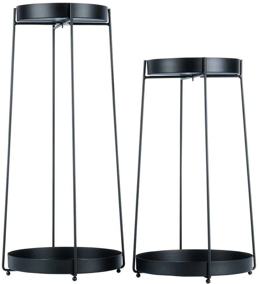 Metalinis gėlių stovas, juodas, 2 pakopų, 46 / 58 cm, 2 vnt.
