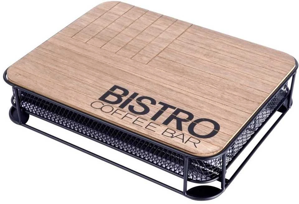 Metalinis kavos kapsulių organizatorius juodas BISTRO 30,5x24x6,5 cm