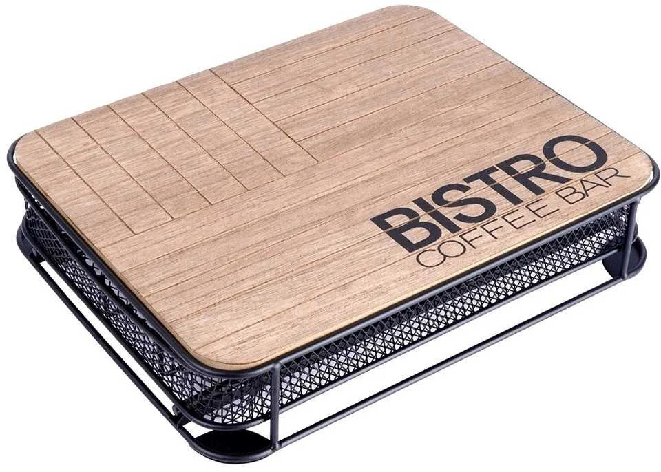 Metalinis kavos kapsulių organizatorius juodas BISTRO 30,5x24x6,5 cm