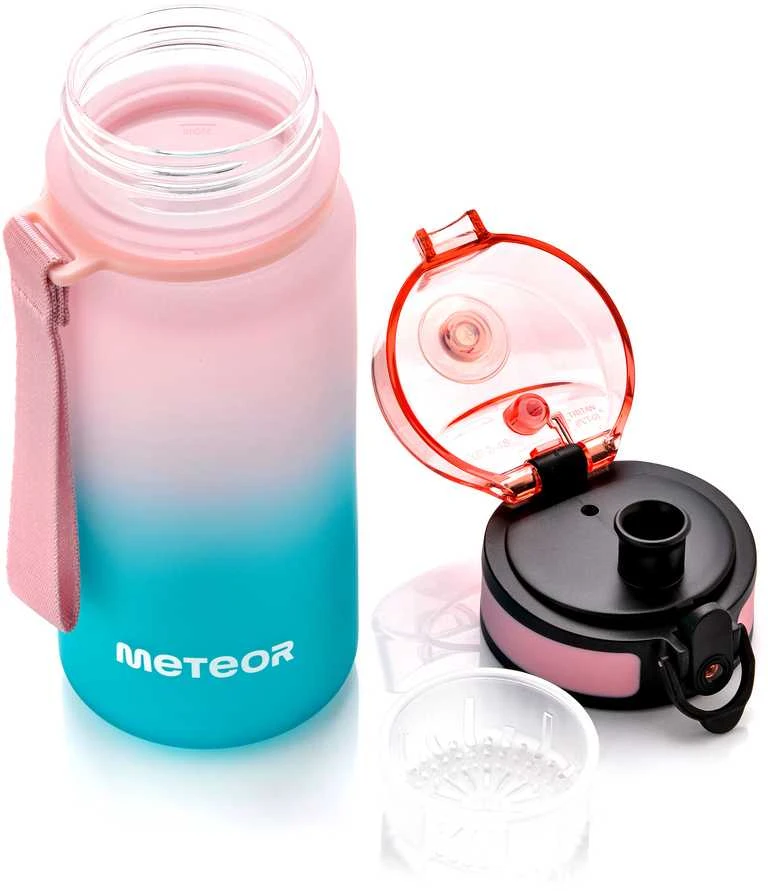 „Meteor“ 350 ml rausvos/turkio spalvos sportinis butelis