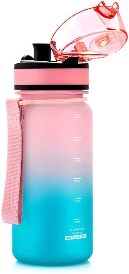 „Meteor“ 350 ml rausvos/turkio spalvos sportinis butelis