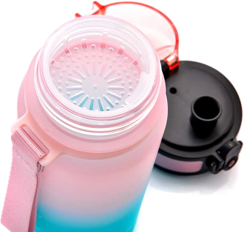 „Meteor“ 350 ml rausvos/turkio spalvos sportinis butelis