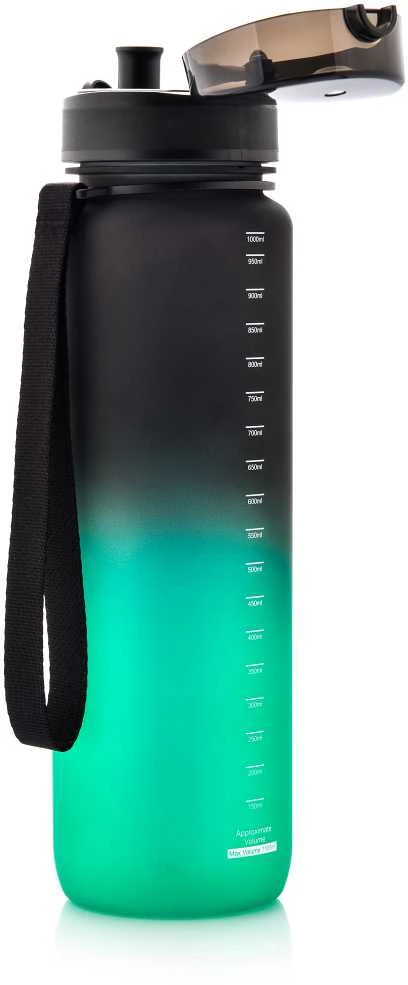 Gertuvė Meteor sportinis buteliukas 1000 ml juodas/žalias