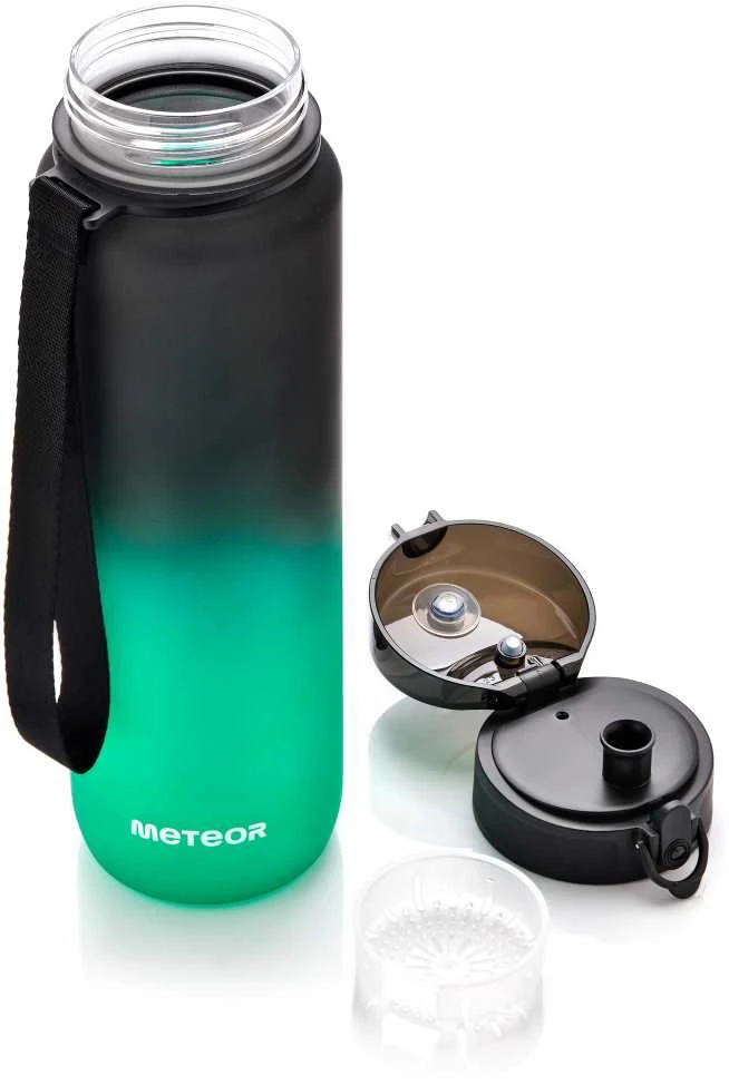 Gertuvė Meteor sportinis buteliukas 1000 ml juodas/žalias