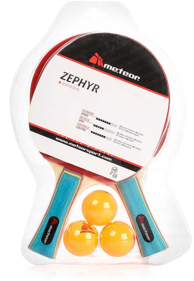 METEOR STALO TENISO RINKINYS 2 ZEPHYR RAKETĖS* + 3 KAMULIAI