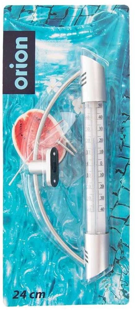 Modernus lauko lango termometras 24cm langui, sidabrinis