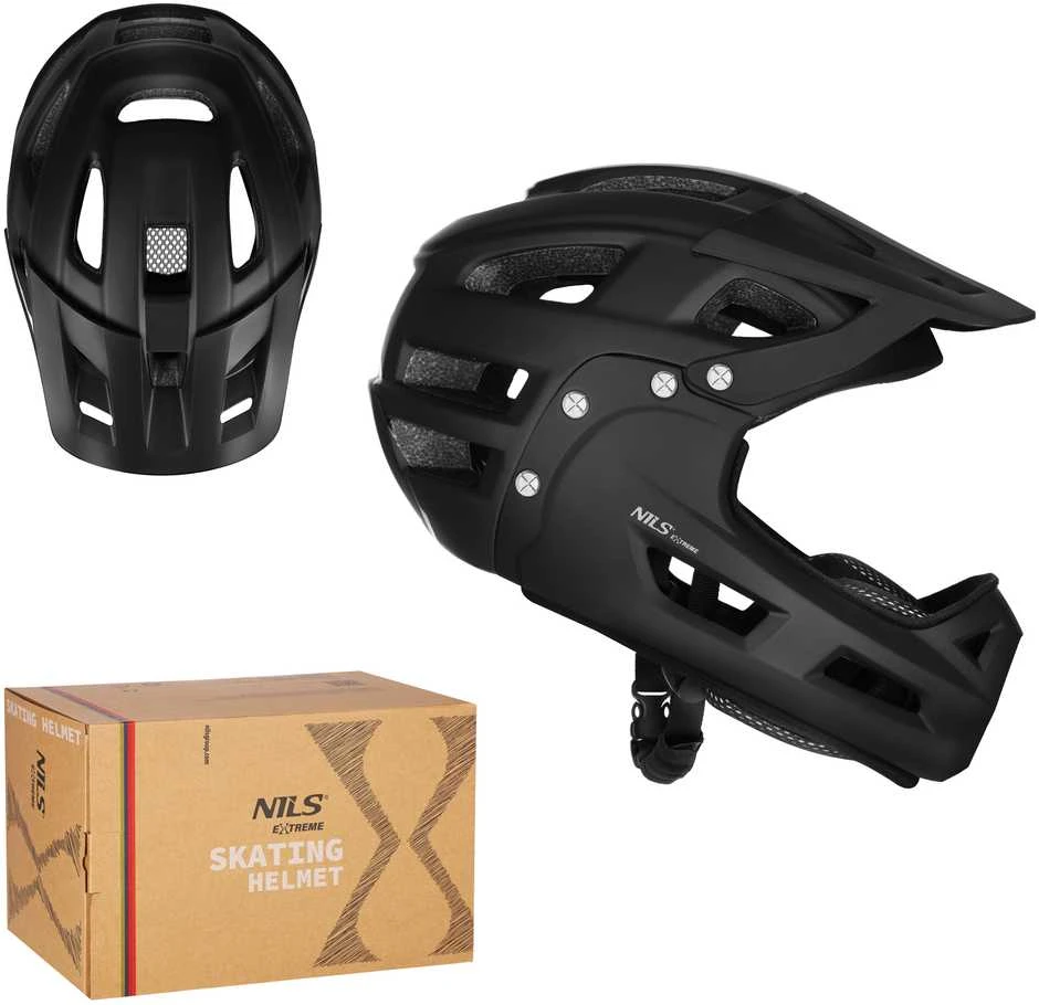 MTW101 Juodas UŽDARAS ŠALMAS M (56-58CM) NILS EXTREME