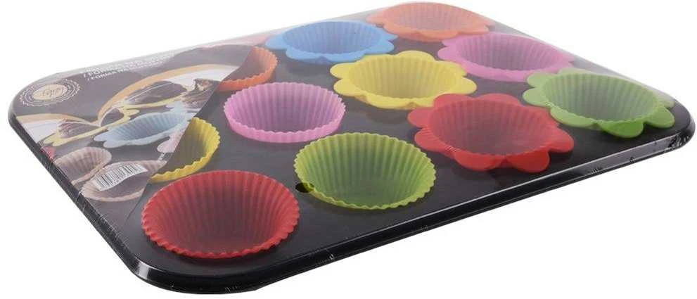 Muffin kepimo forma bandelėms, silikoninės formelės, 12 vnt