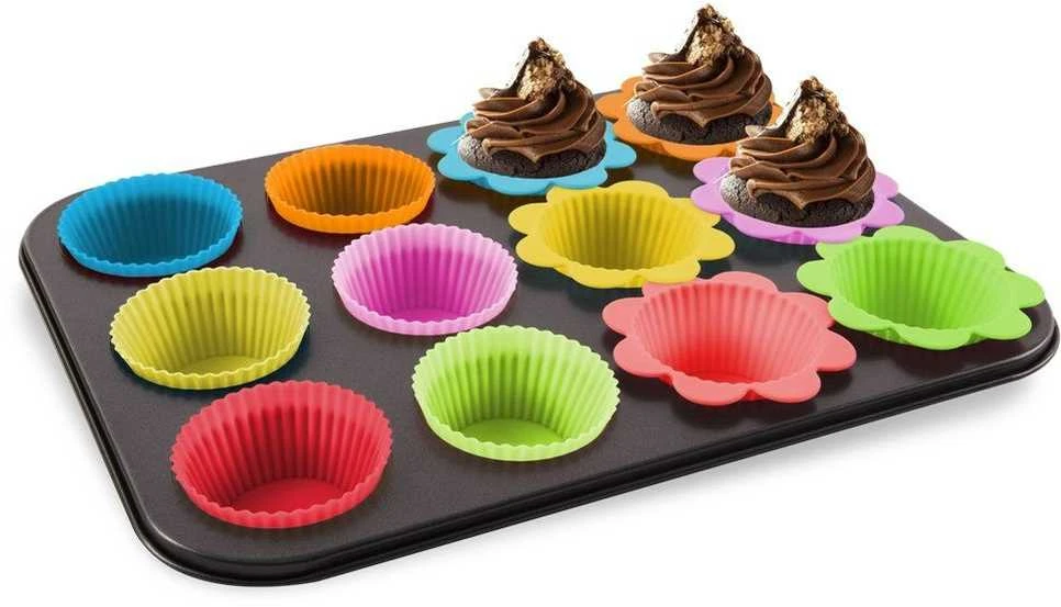 Muffin kepimo forma bandelėms, silikoninės formelės, 12 vnt