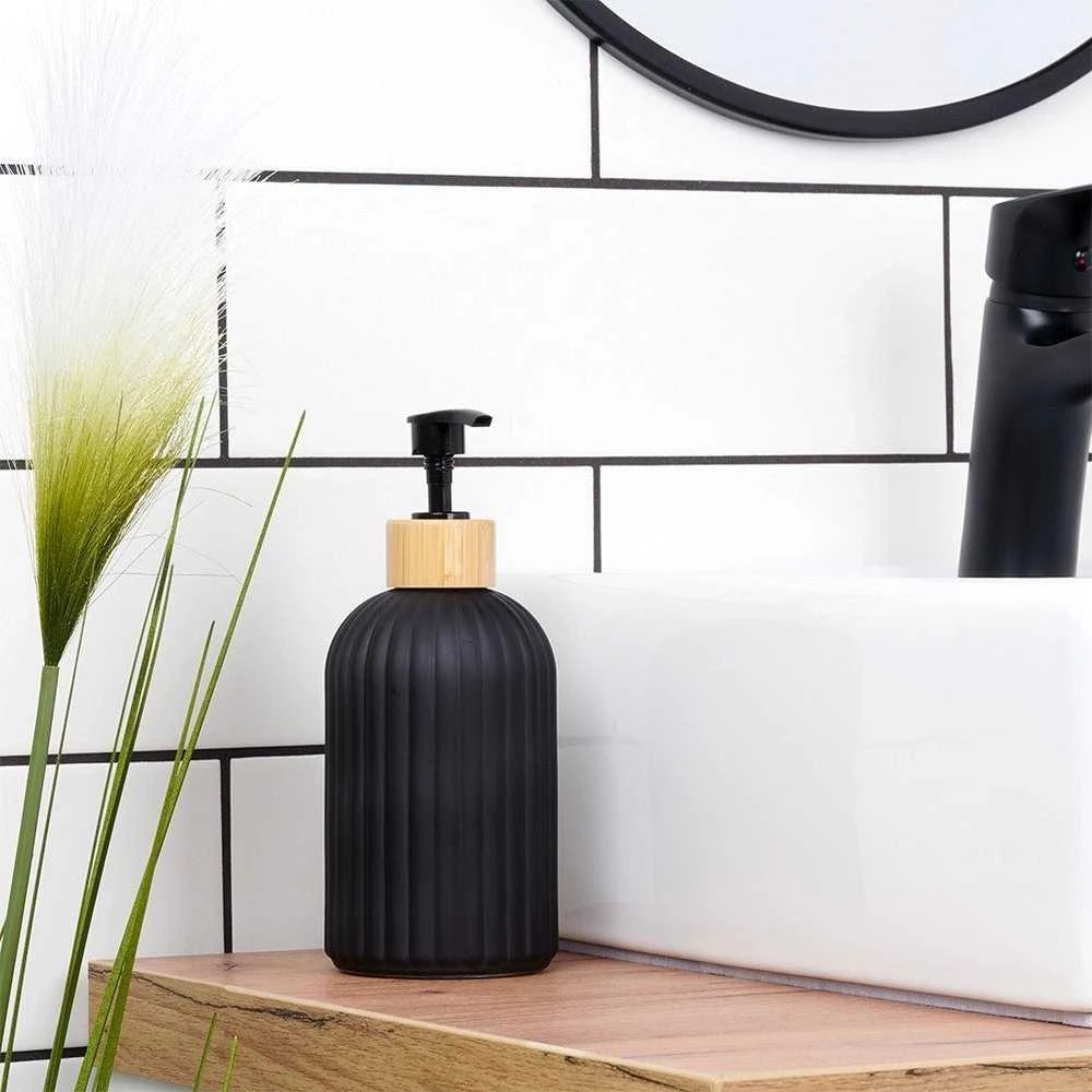Muilo dozatoriaus stiklas juodas 400 ml