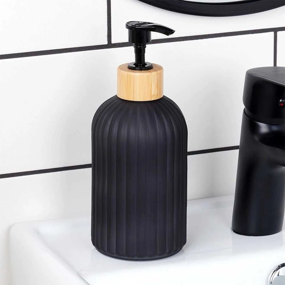 Muilo dozatoriaus stiklas juodas 400 ml