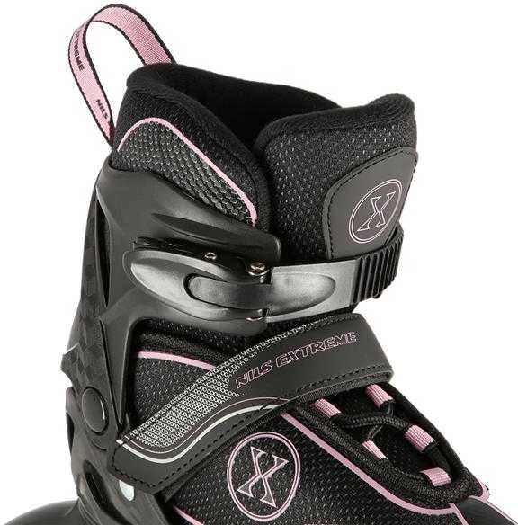 NA11008 Juodas-RAUSVAS DYDIS. M (35-38) NILS EXTREME INLINE pačiūžos