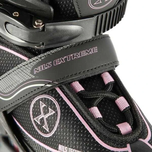 NA11008 Juodas-RAUSVAS DYDIS. M (35-38) NILS EXTREME INLINE pačiūžos